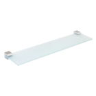 Porta Shampoo Reto Simples Parafuso Metal e Vidro Branco e Prata 40x10x15cm Cube Celite